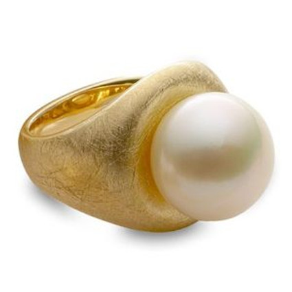Paspaley Fine 14 millimeter Flat Button South Sea Pearl Ring 18k