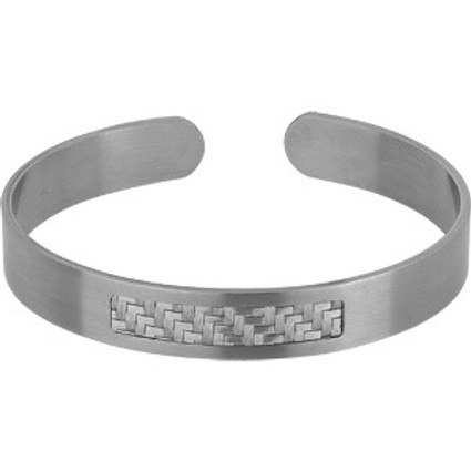 Steelworks | Young Men's Stainless Steel & Sterling Silver Weave Inlay Cuff Bracelet