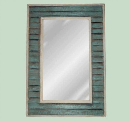 Rustic Wood Plank Glass Reproduction Mirror, Custom Finish, Classic Elements 41"t X 21.5"w x 3"d, 6702