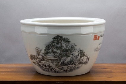 Black and White Porcelain Planter 16"