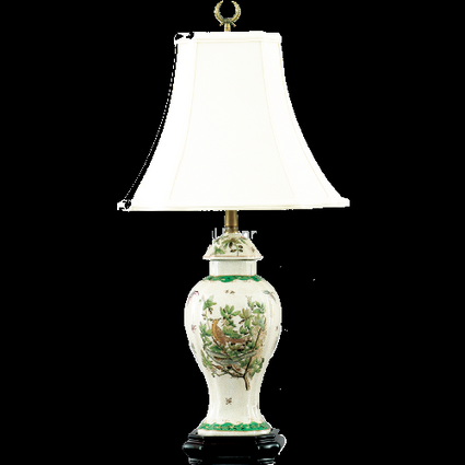 Feathered Friends Pattern - Luxury Hand Painted Porcelain - 27 Inch Lamp