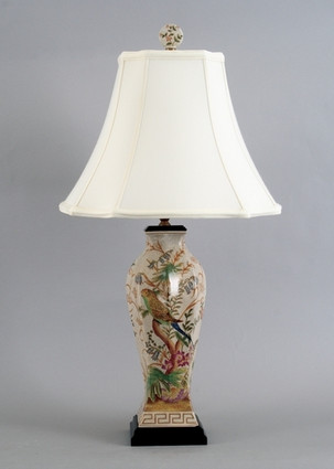 Tropical Paradise Pattern - Luxury Hand Painted Porcelain - 30 Inch Lamp Tropical Paradise Pattern - Luxury Hand Painted Porcelain - 30 Inch Lamp