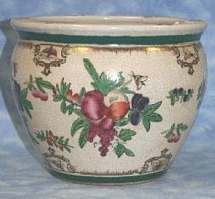 Harvest Fruit - Luxury Handmade and Painted Reproduction Chinese Porcelain - 10 Inch Fish Bowl | Fishbowl Planter - Style 35