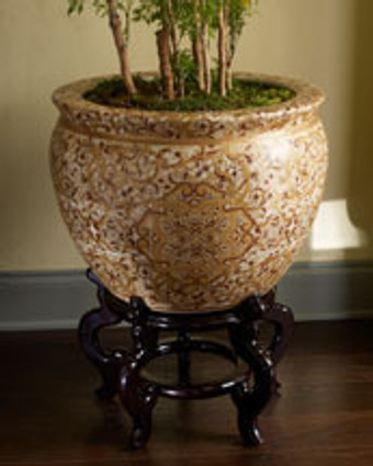 Burgundy Medallion and Gold - Luxury Handmade and Painted Reproduction Chinese Porcelain - 16 Inch Fish Bowl | Fishbowl, Planter Style 35