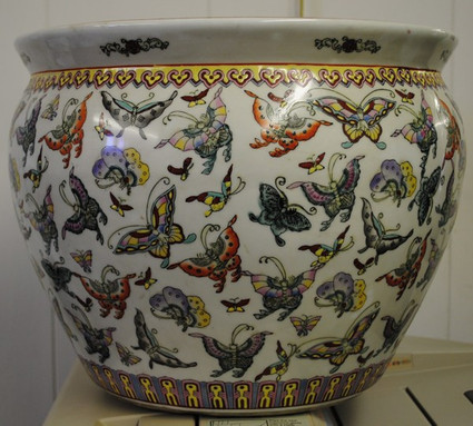 Mariposa Pattern - Luxury Hand Painted Porcelain - 14 Inch Fish Bowl | Fishbowl, Planter