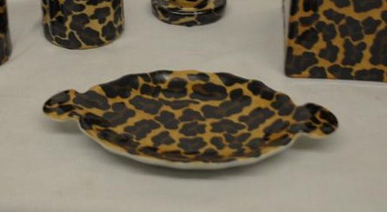 Lavish Leopard Decorator Print - Luxury Hand Painted Chinese Porcelain - 9 Inch Soap Dish - Style 702