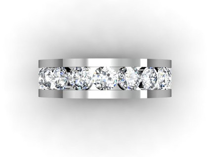 GuyDesign® Men's Channel Set - 3 Carat Round White Diamond Band Wedding Ring - 18K White Gold - Style 9122011 - 4.5
