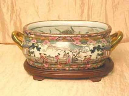Rose Canton - Luxury Handmade and Painted Reproduction Chinese Porcelain - 22 Inch Footbath, Planter, Centerpiece