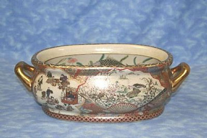 Gold Satsuma - Luxury Handmade and Painted Reproduction Chinese Porcelain - 16 Inch Footbath, Planter, Centerpiece