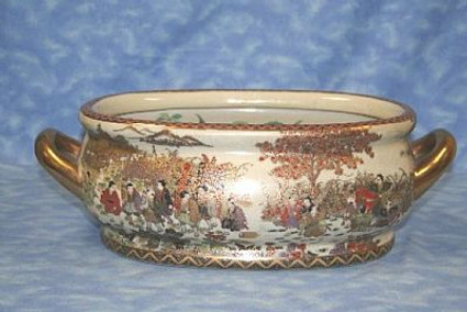 Satsuma Parade - Luxury Handmade and Painted Reproduction Chinese Porcelain - 16 Inch Footbath, Planter, Centerpiece