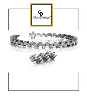 4CA Natural Hearts & Arrows Ideal Cut Diamond 6.72 carat TDW Fanciful Zig Zag Bracelet, Platinum, Each Diamond is 1/8th of a Carat.