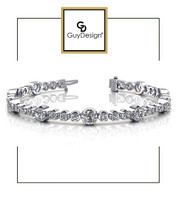 4DA Natural Hearts & Arrows Ideal Cut Diamond 3.52 carat TDW Fanciful Station Bracelet, Platinum.