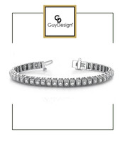 4EA Natural Hearts & Arrows Ideal Cut Diamond 3.08 carat TDW Vintage Bracelet, Platinum