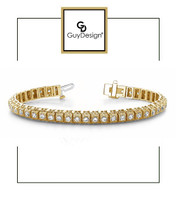 4EB Natural Hearts & Arrows Ideal Cut Diamond 3.08 carat TDW Vintage Bracelet, 18k Yellow Gold.
