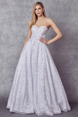 Strapless Embroidered Lace A-Line Long Wedding Dress JT692W