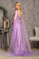 Glitter Sequin Mermaid Mesh Detachable Side Mesh Drapes Long Prom Dress GLGL3369