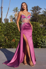 SATIN FITTED GOWN WITH EMBELISHMENT CDCD343