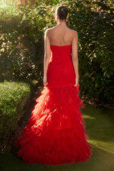 RED STRAPLESS MERMAID GOWN CDA1337