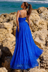 A-Line Embellished Glitter Sweetheart Open Back Long Prom Dress ACTM1022