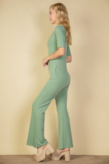 French Terry Short Sleeve Flare Jumpsuit (CAPELLA)