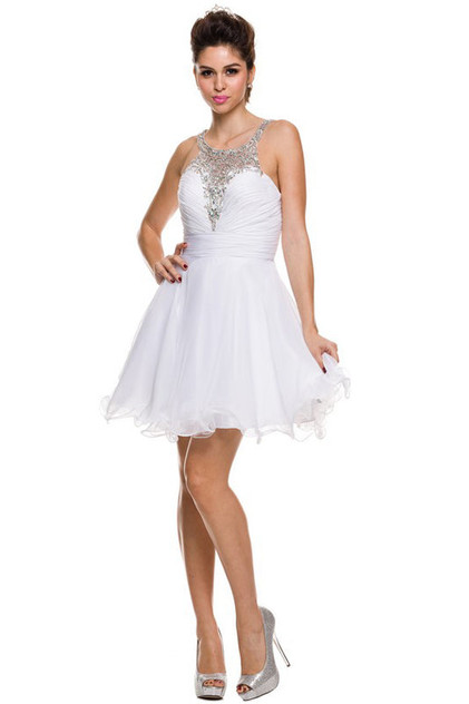 Jewel Embellished V-Back Short Wedding Dress JT725W