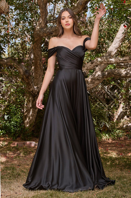 A-line Satin Evening Full Length Prom & Bridesmaid Gala Gown Wrapped Strapless Bodice Solid Luxury Dress CD7493