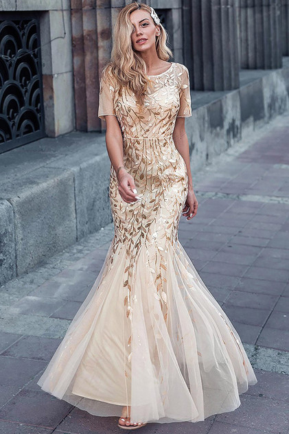Embroidered Lace Mermaid Long Prom & Mother Of The Bride Dress AC7707