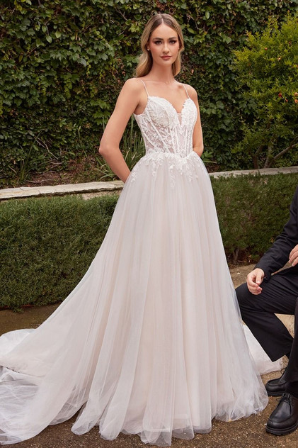 Lace & Tulle A-Line Illusion Sweetheart Long Wedding Dress CDCD854W