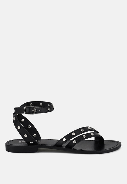 oprah studs embellished flat sandals