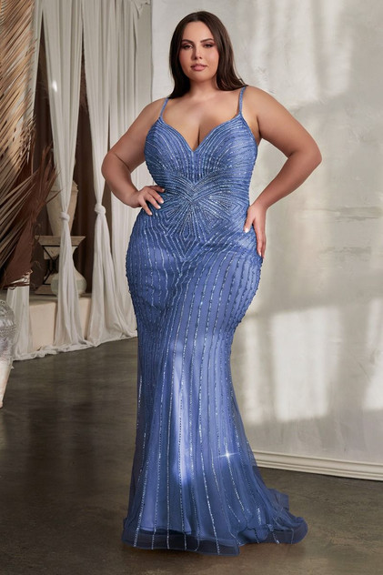 Embellished Rhinestone Mermaid Sweetheart Plus Size Long Evening Dress CDCD845C