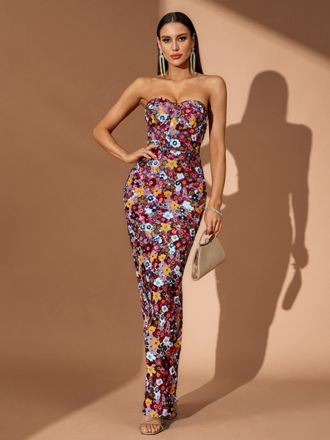Brown Multi-Floral Dress Brown Multi-Floral Dress