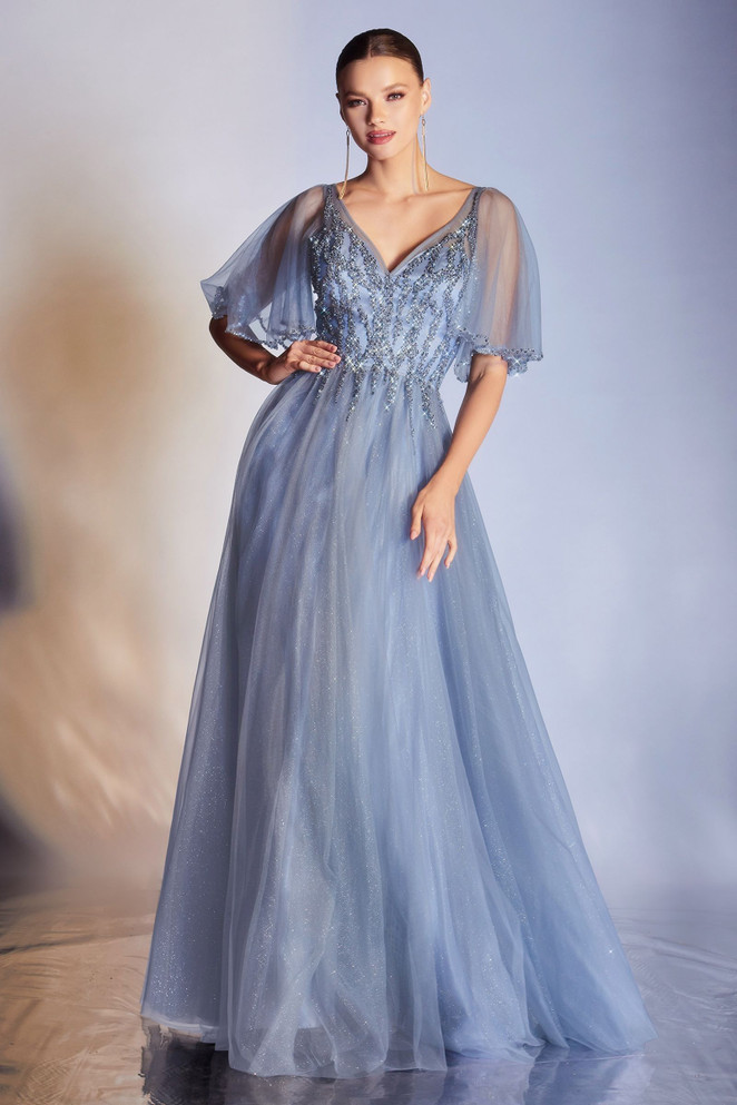 Layered Tulle Skirt A-Line Embroidered Bodice Long Mother Of The Bride Dress CDCD0175