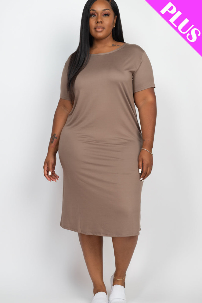 Plus Size Loose Fit Short Sleeve Dress (CAPELLA)