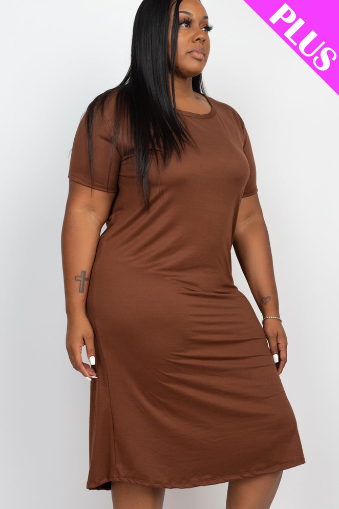 Plus Size Loose Fit Short Sleeve Dress (CAPELLA)