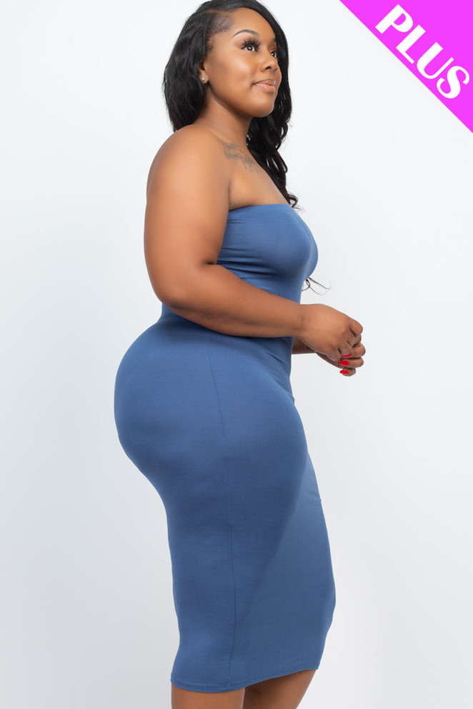 Plus Size Tube Bodycon Midi Dress (CAPELLA)