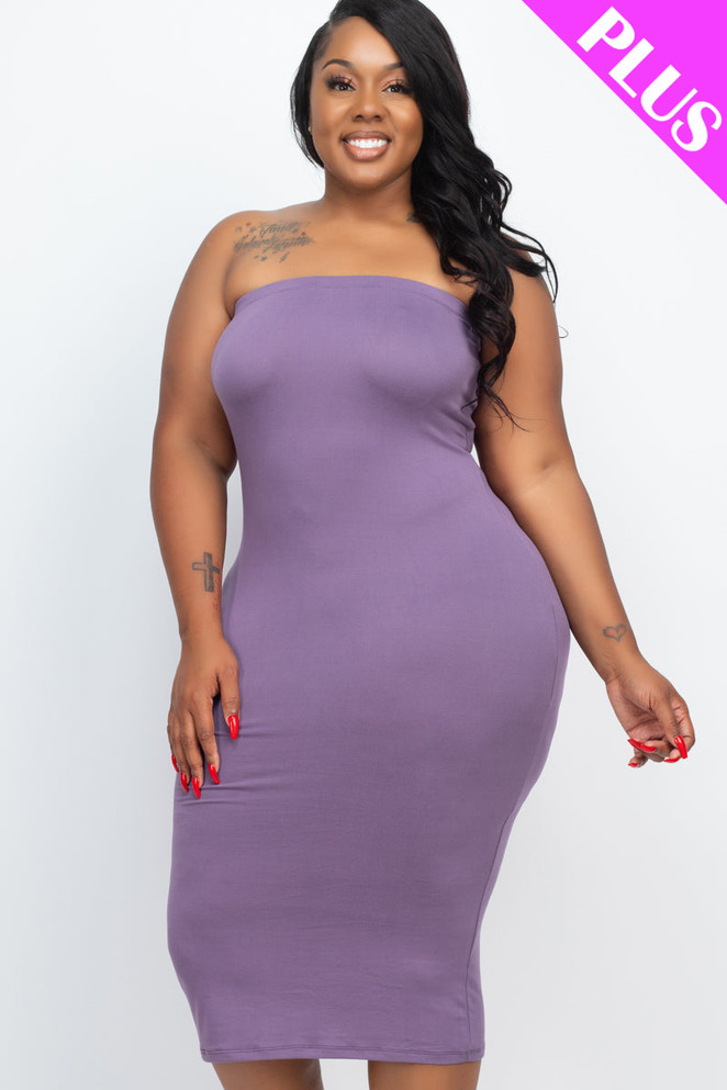 Plus Size Tube Bodycon Midi Dress (CAPELLA)