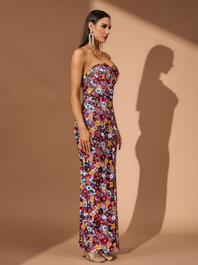 Brown Multi-Floral Dress
