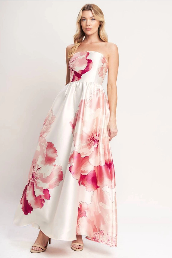 Adèle Coral Printed Maxi Dress