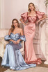 Luxury Puff Sleeves Satin Curve Gown Gathered Wrapped Sweetheart Bodice Mid Open Back Elegant Style Classic Vintage CDCD983C