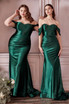 Satin Strapless Fitted Gown Classic Elegant Wrapped Bodice Off Shoulder Prom & Bridesmaid Dresses Plus Size Curve CDCH163C