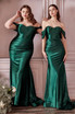 Satin Strapless Fitted Gown Classic Elegant Wrapped Bodice Off Shoulder Prom & Bridesmaid Dresses Gathered Waist CDCH163