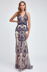 Embroidered Lace Illusion V-Neck Long Prom & Mother Of The Bride Dress JT243