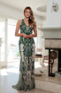 Embroidered Lace Illusion V-Neck Long Prom & Mother Of The Bride Dress JT243