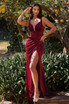 Deep V-Neck Velvet Fitted Prom & Bridesmaid Dress Luxury Royal Modern Gala Gown Sensual Plunging Bodice CDCD235