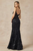 V-Neck Embroidered Lace Sleeveless Mermaid Long Prom Dress JT274