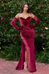 velvet-strapless-fitted-gown-with-gloves-cdch176