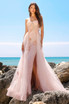 Strapless Sheer Bustier Inspired Bodice Elegant Overskirt Long Prom Dress ACTM1002