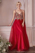 Layered Tulle A-Ling Illusion V-neck Straps Embroidered Bodice Long Prom Dress CDCD0195