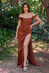 Off The Shoulder Cowl Neck Corset Satin Luxury Plus Size Sensual Vintage Retro Formal Curve Prom & Bridesmaid Dress CD7492C