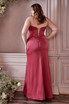 Satin Off the shoulder Laced Corset Wrapped on a Waist with High Leg Slit Prom & Evening Dress CD7484C